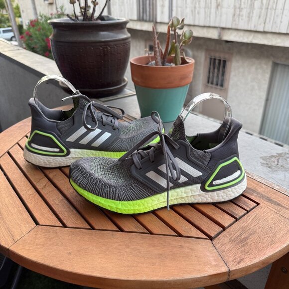 Adidas Mens Ultraboost 20 Running Shoes Size 6.5 Gray/Green Boost Cushion - Picture 1 of 8